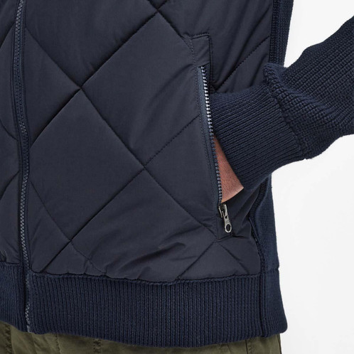 Navy Barbour Men's Newland Zip Through Knitted Jumper Pocket