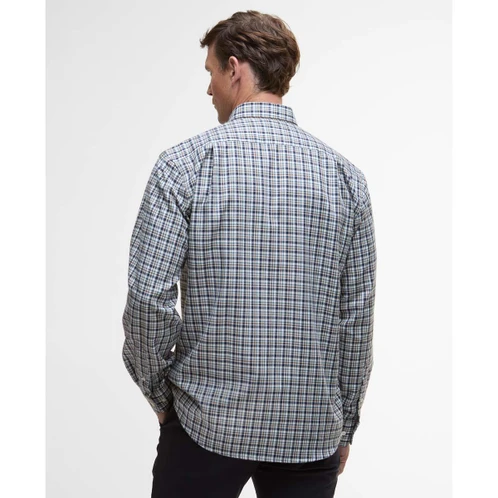 Navy Barbour Mens Panwell Thermo Weave Regular Checked Shirt Back