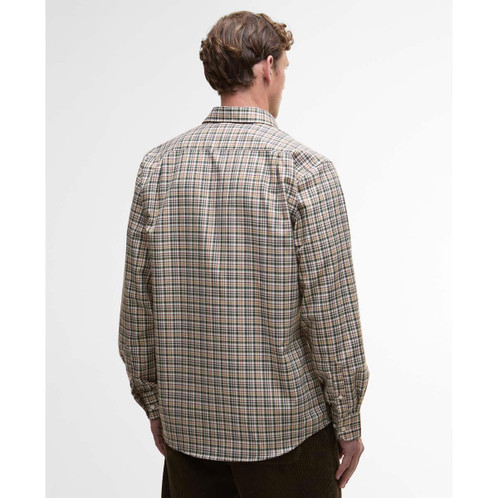 Olive Barbour Mens Panwell Thermo Weave Regular Checked Shirt Back