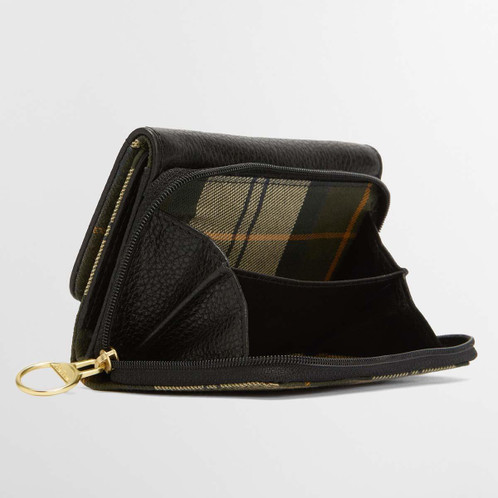 Black/Ancient Barbour Womens Rosa Leather French Purse Open