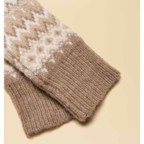 Neutral Joules Womens Kara Fairisle Fingerless Gloves Detail