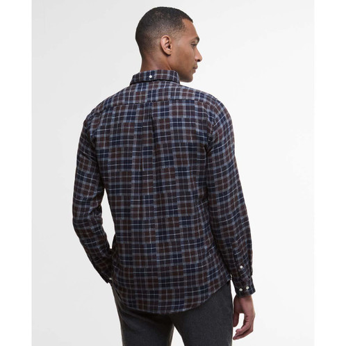 Midnight Oak Tartan Barbour Mens Sault Tailored Tartan Shirt Back