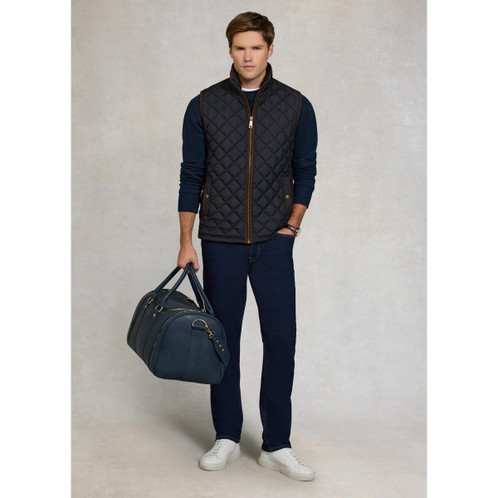 Ink Navy Holland Cooper Mens Country Quilted Gilet On Model Full Length