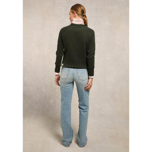 Racing Green Holland Cooper Womens Script Crew Sweat On Model Rear