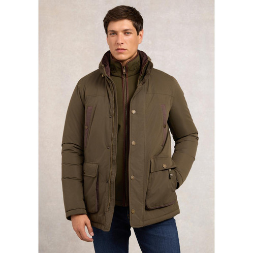 Khaki Holland Cooper Mens Stamford Field Coat On Model
