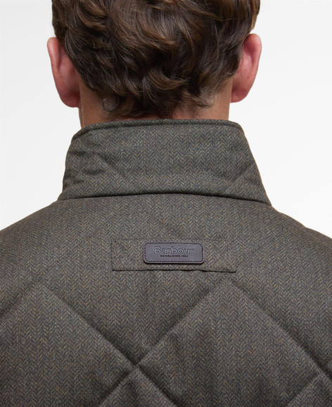 Dark Olive Barbour Mens Winter Shoveler Quilted Jacket Shoulders