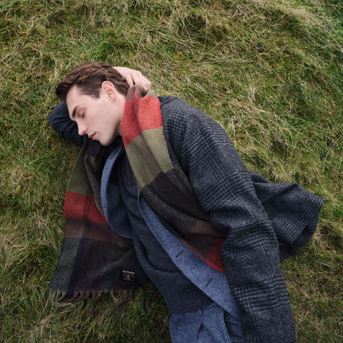 Olive/Fired Brick Barbour Westerdale Scarf Lifestyle