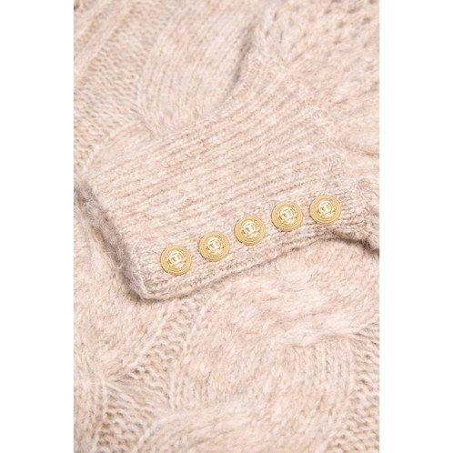Taupe Holland Cooper Womens Kelly Crew Neck Knit Jumper Cuff Detail