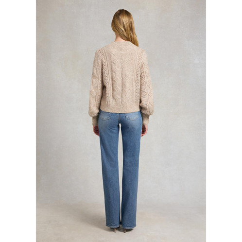 Taupe Holland Cooper Womens Kelly Crew Neck Knit Jumper On Model Back
