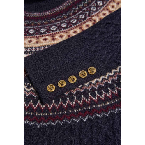 Ink Navy Holland Cooper Womens Rebecca Roll Neck Fair Isle Knit Jumper Detail