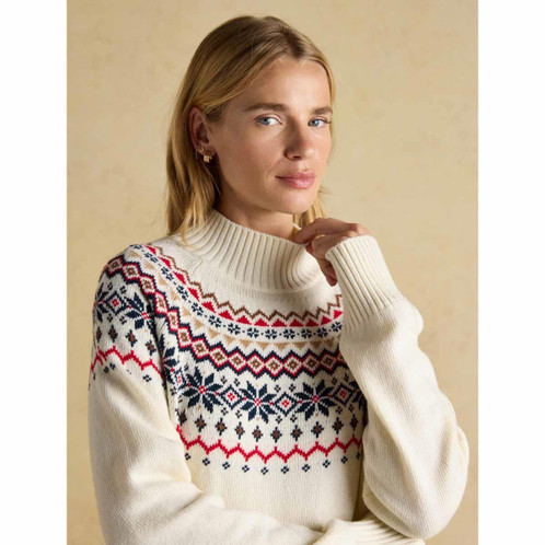 Cream Joules Womens Alba Fair Isle Jumper Detail