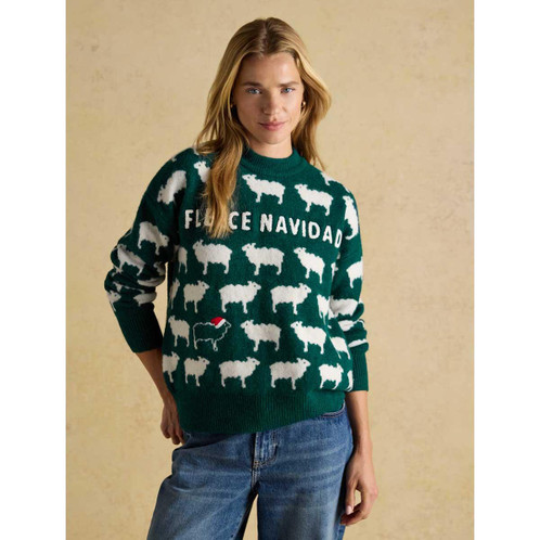 Green Joules Womens Fleece Navidad Christmas Jumper On Model
