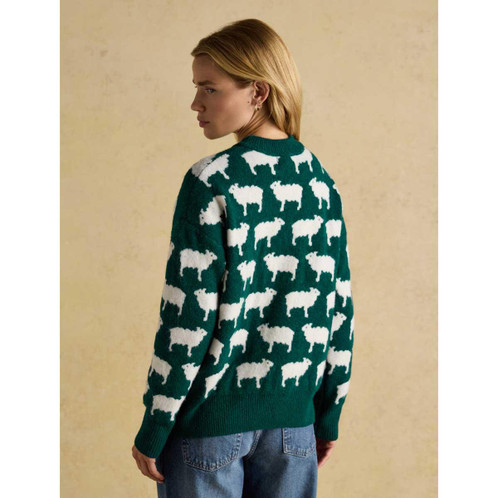 Green Joules Womens Fleece Navidad Christmas Jumper On Model Back