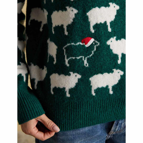 Green Joules Womens Fleece Navidad Christmas Jumper Detail