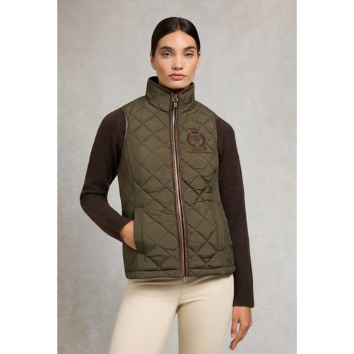 Khaki Holland Cooper Womens Lightweight Country Gilet On Model