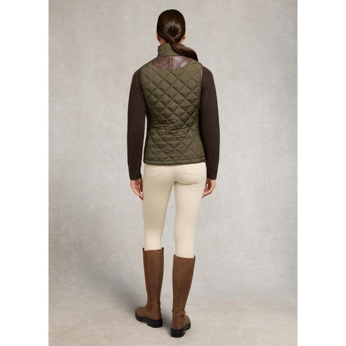 Khaki Holland Cooper Womens Lightweight Country Gilet On Model Back