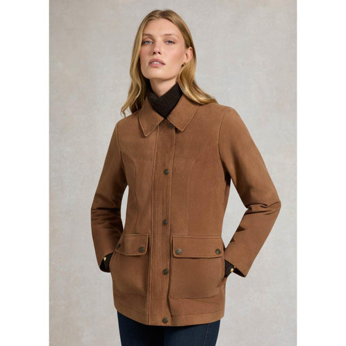 Cognac Holland Cooper Womens Country Suede Jacket On Model