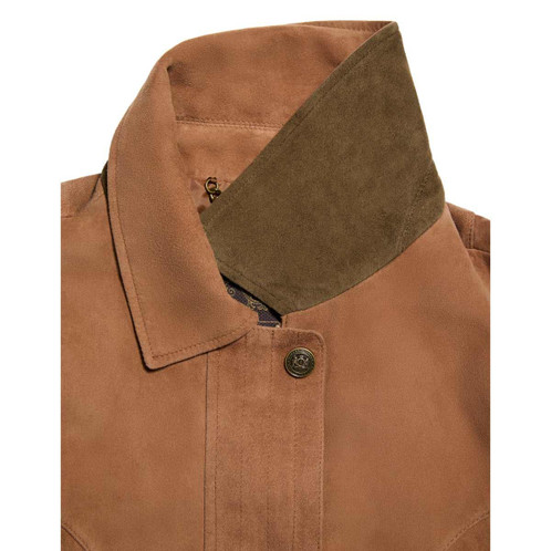 Cognac Holland Cooper Womens Country Suede Jacket Collar Detail