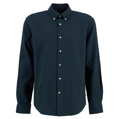 Navy Barbour Mens Tamish Regular Herringbone Shirt
