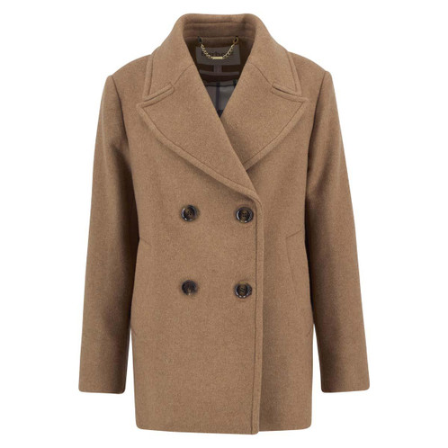 Camel/Hessian Tartan Barbour Womens Indie Military Wool Peacoat