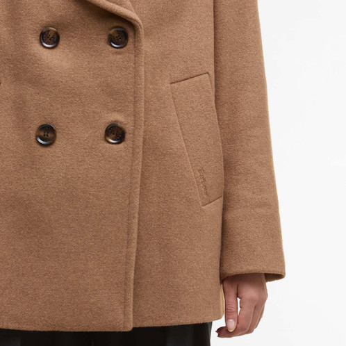 Camel/Hessian Tartan Barbour Womens Indie Military Wool Peacoat Pocket
