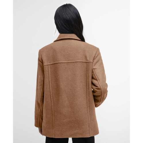 Camel/Hessian Tartan Barbour Womens Indie Military Wool Peacoat Back
