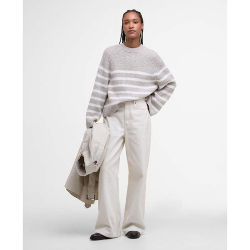 Oat Barbour Womens Irene Knitted Jumper On Model