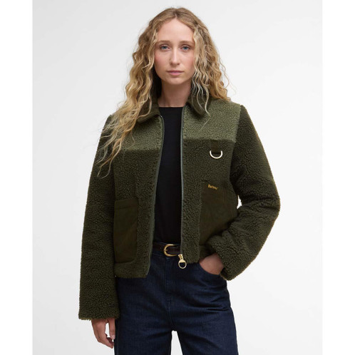 Olive/Light Moss Barbour Womens Malena Fleece Jacket Front