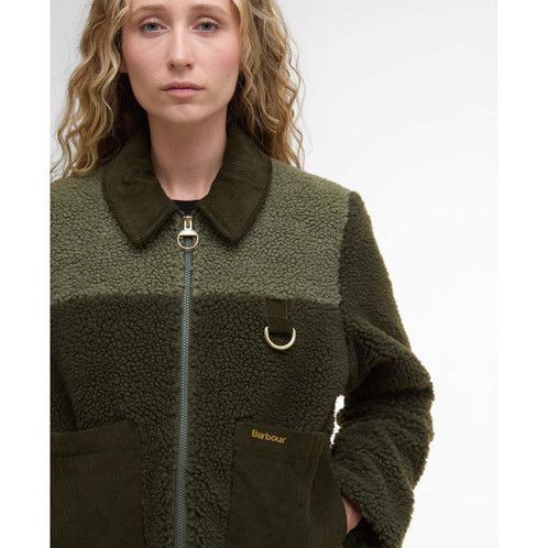 Olive/Light Moss Barbour Womens Malena Fleece Jacket Front