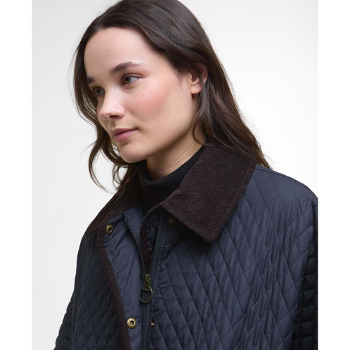 Dark Navy Barbour Womens Oakham Quilted Cape Collar