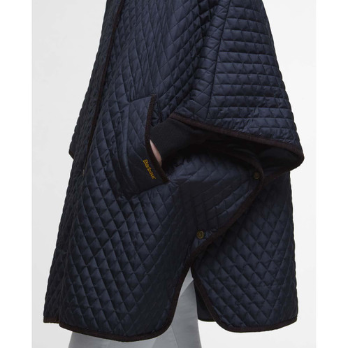 Dark Navy Barbour Womens Oakham Quilted Cape Pocket