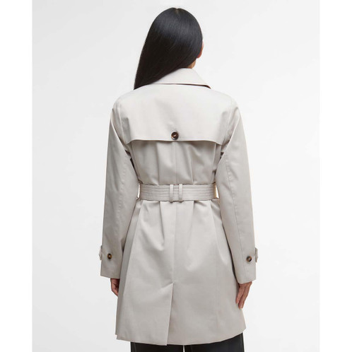 Mist/Hessian Tartan Barbour Womens Short Greta Showerproof Jacket Back