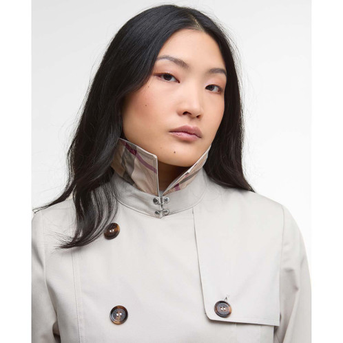 Mist/Hessian Tartan Barbour Womens Short Greta Showerproof Jacket Chest