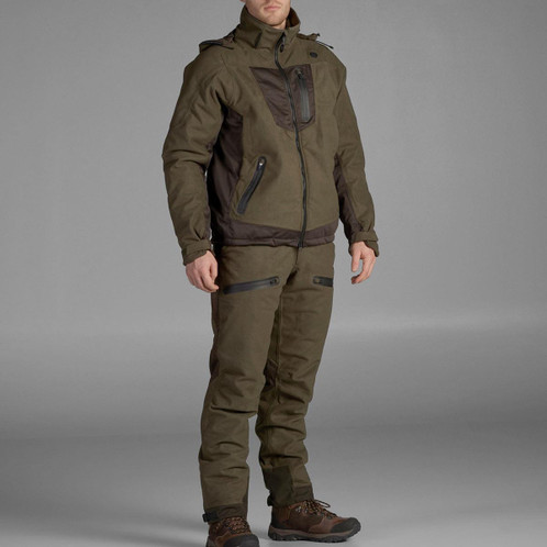 Pine Green Seeland Mens Climate Hybrid Waterproof Jacket On Model