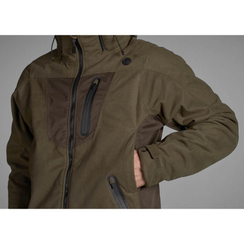 Pine Green Seeland Mens Climate Hybrid Waterproof Jacket Detail