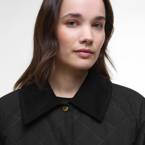 Black/Ancient Barbour Womens Anise Quilted Jacket collar