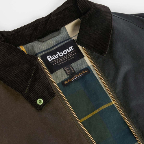 Beech/Ancient Tartan Barbour Womens Arlene Wax Jacket collar