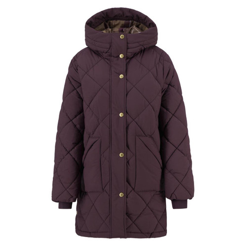 Black Cherry/Muted Tartan Barbour Womens Kailyn Puffer Jacket