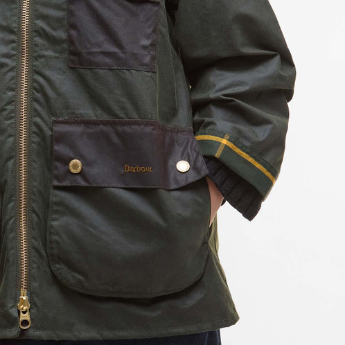 Fern/Ancient Tartan Barbour Womens Luella Wax Jacket pocket