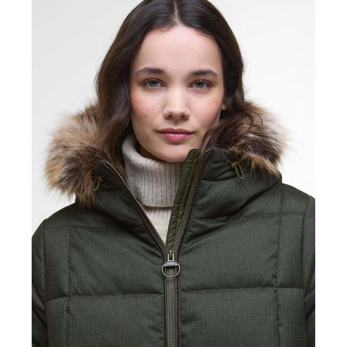 Olive/Classic Barbour Womens Marjoram Puffer Jacket front