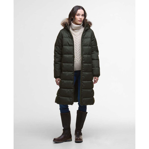 Olive/Classic Barbour Womens Marjoram Puffer Jacket full