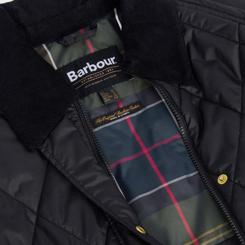 Black/Classic Tartan Barbour Womens Martha Quilted Jacket lining