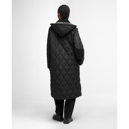 Black/Classic Tartan Barbour Womens Meredith Quilted Jacket back