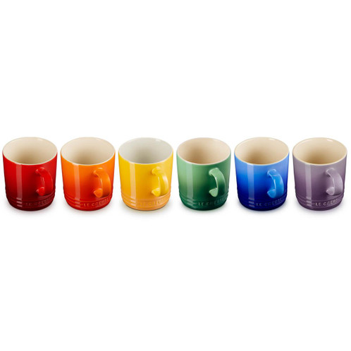 Le Creuset Stoneware Set of 6 Rainbow Mugs Detail