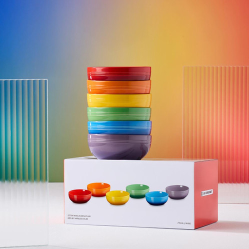 Le Creuset Stoneware Set of 6 Rainbow Coupe Cereal Bowls Lifestyle