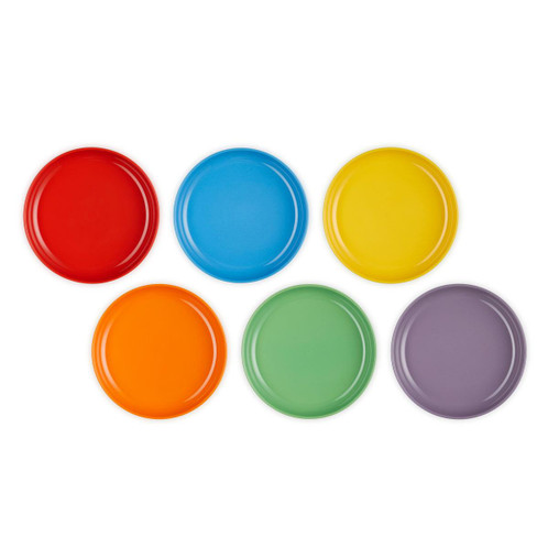 Le Creuset Stoneware Set of 6 Rainbow Coupe Pasta Bowls Top View