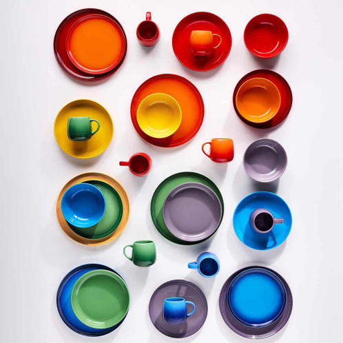 Le Creuset Stoneware Set of 6 Rainbow Coupe Side Plates Collection