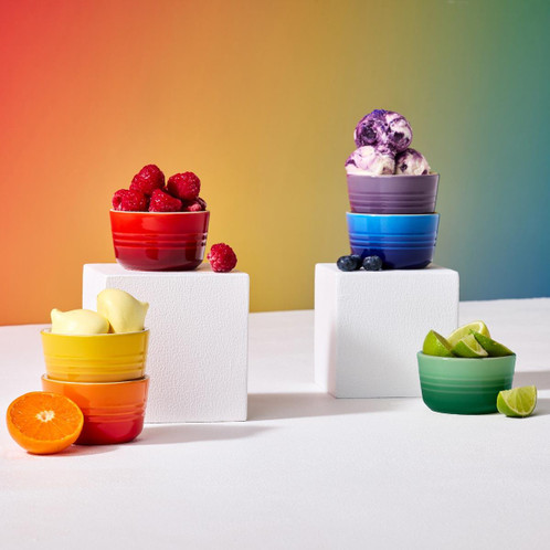 Le Creuset Stoneware Set of 6 Rainbow Mini Ramekins Lifestyle