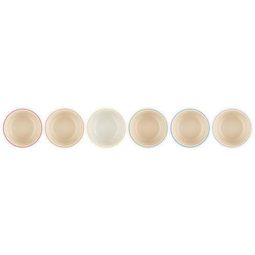 Le Creuset Stoneware Set of 6 Rainbow Mini Ramekins Top View