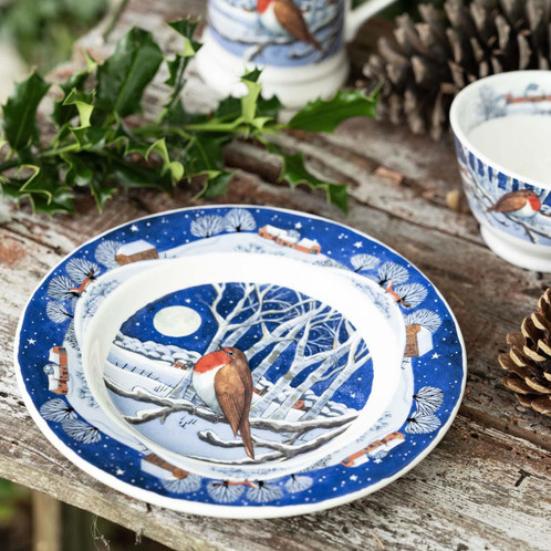 Emma Bridgewater Midnight Robin Medium Dinner Plate 8.5 Inch LS2